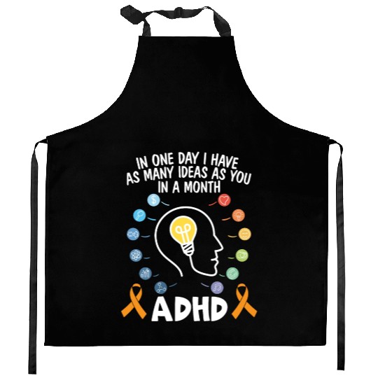 ADHD Warrior Embrace Neurodiversity ADHD Awareness Kitchen Aprons