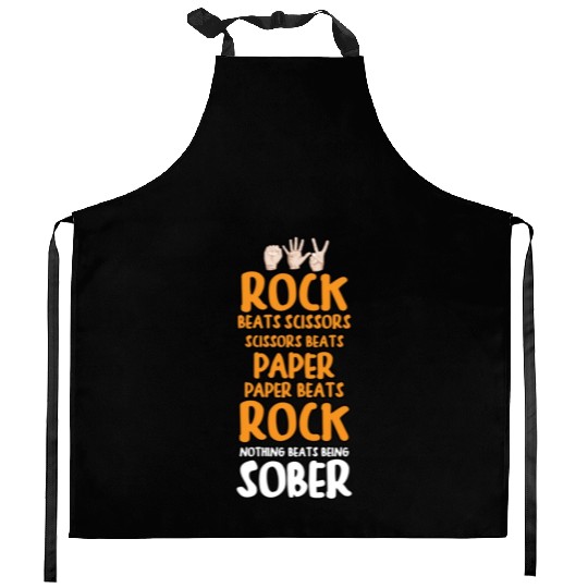 Sobriety Gift for Men or Women Rock Paper Scissors Kitchen Aprons