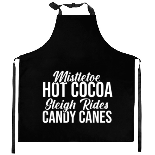 Mistletoe Hot Cocoa Sleigh Rides Candy Canes Kitchen Aprons