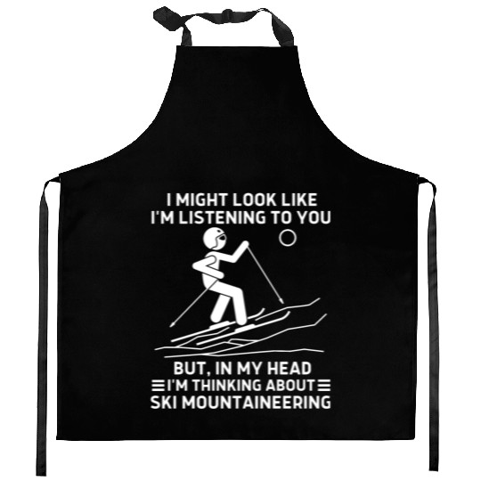 In My Head Ski Mountaineering Kitchen Aprons