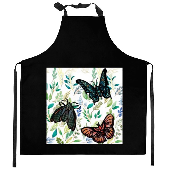 Two Butterflies and A Moth Kitchen Aprons