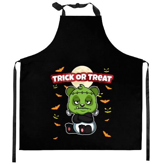 Trick Or Treat Scary Creepy Halloween Monster Kitchen Aprons