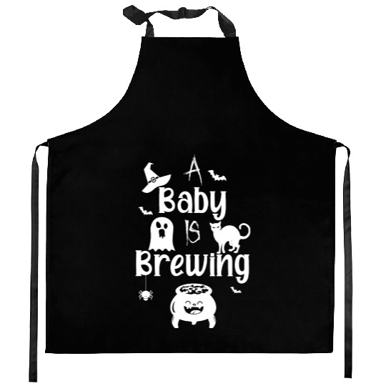 A Baby Is Brewing Maternity Halloween Women Funny Kitchen Aprons
