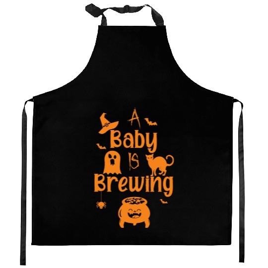 A Baby Is Brewing Maternity Halloween Women Funny Kitchen Aprons