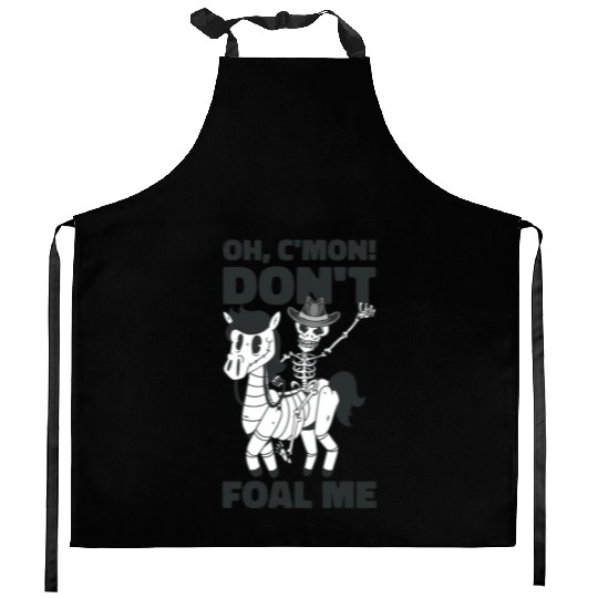 Halloween Cowboy Skeleton Foal Horse Riding Kitchen Aprons