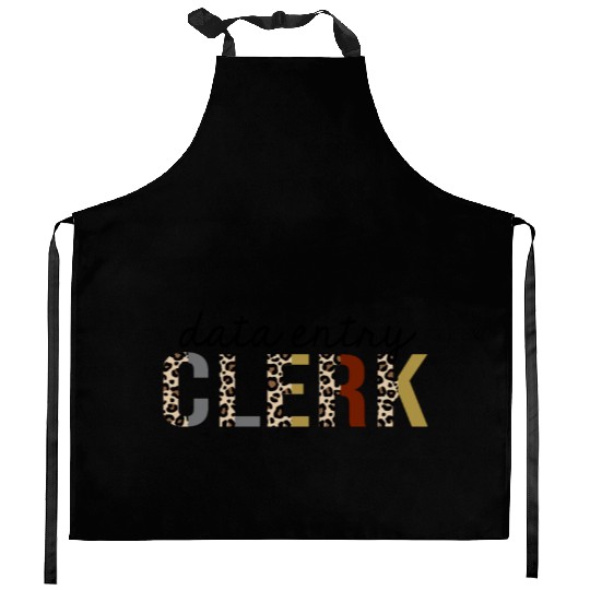 Data Entry Clerk Leopard Print Funny Kitchen Aprons