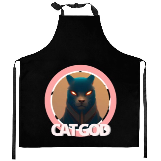 Samurai Cat God Kitchen Aprons