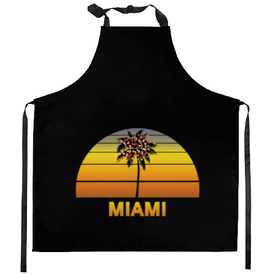 Miami Florida Palm Tree Christmas Lights Family Kitchen Aprons
