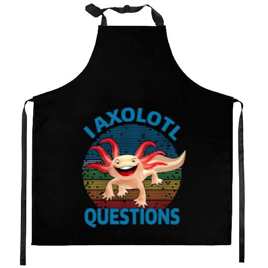 I Axolotl Questions Cute Retro Vintage Axolotl Kitchen Aprons