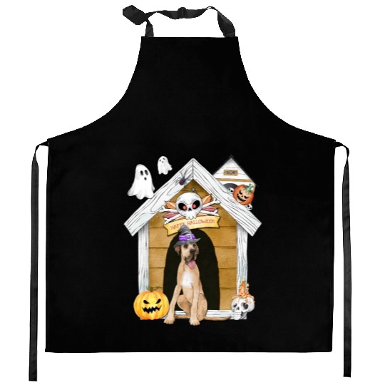 Halloween Great Dane Dog Witch Kitchen Aprons