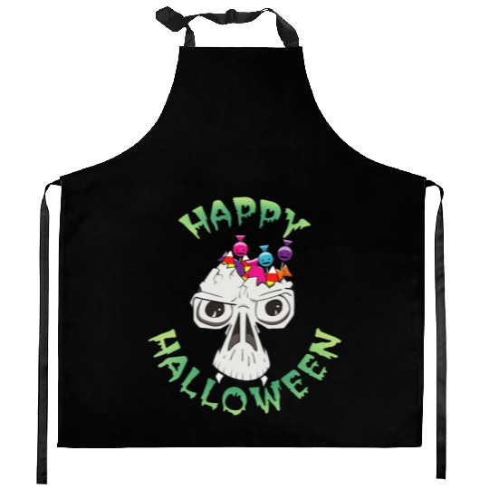 Candy Skull Happy Halloween Cartoon Kitchen Aprons