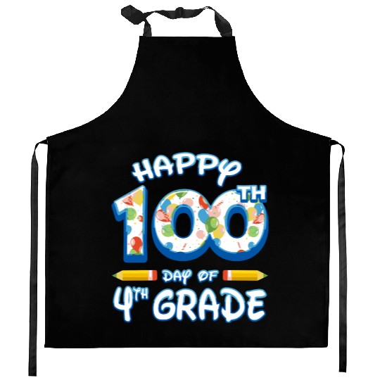 100 Days Of School For 4Th Fourth Grade Teachers Kitchen Aprons