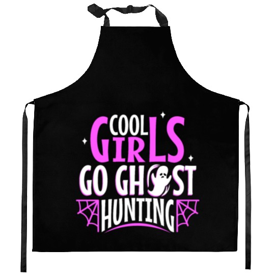 Cool girls go ghost hunting Kitchen Aprons