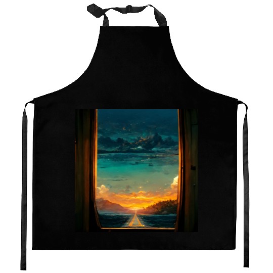 Paradise island painting Kitchen Aprons