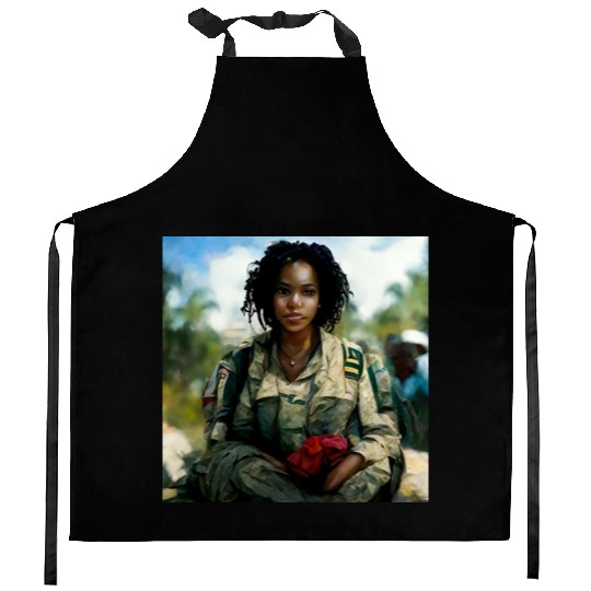 Beautiful US army combat medic painting Kitchen Aprons