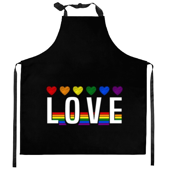 Love Rainbow Heart Pride LGBT Kitchen Aprons