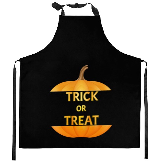 Halloween pumpkin trick or treat Kitchen Aprons