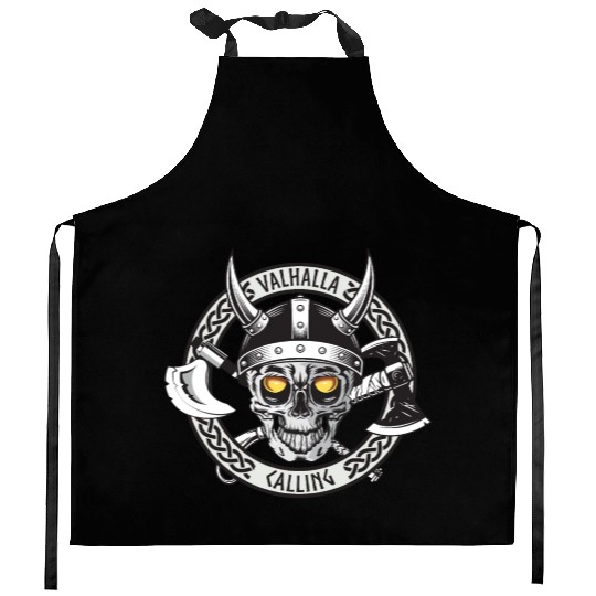 Valhalla Calling Skull And Axes Kitchen Aprons