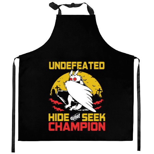 Undefeated Hide And Seek Champion Funny Mothman Kitchen Aprons