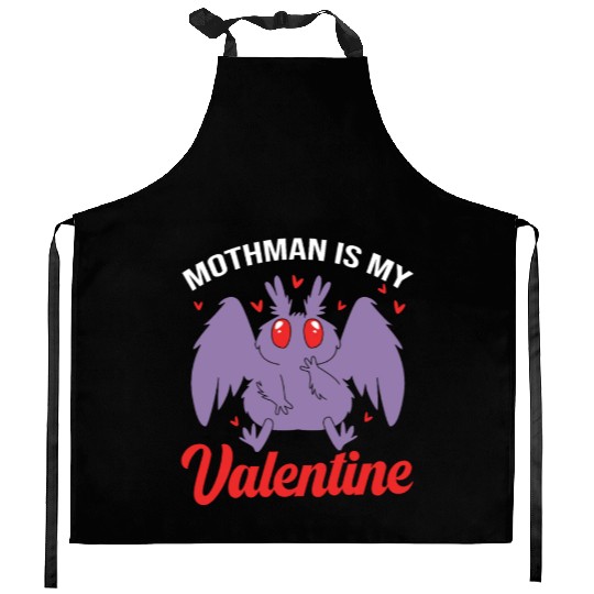 Funny Valentines Day Cryptid Cute Mothman Kitchen Aprons