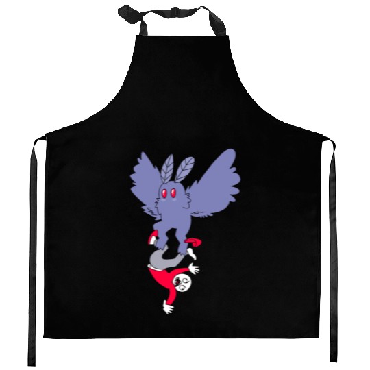 Mothman Abducting Human Goth Cryptid Funny Mothman Kitchen Aprons