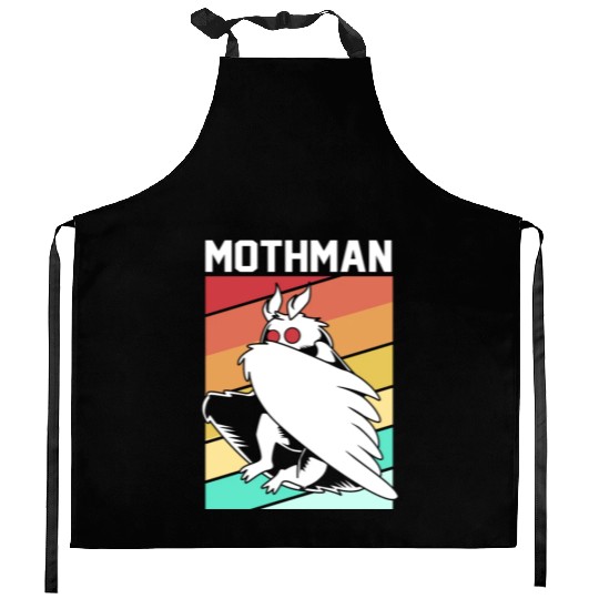 Retro Mothman Cryptid 80s Vintage Mothman Kitchen Aprons