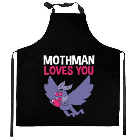 Mothman Loves You Valentines Day Cryptid For Women Kitchen Aprons