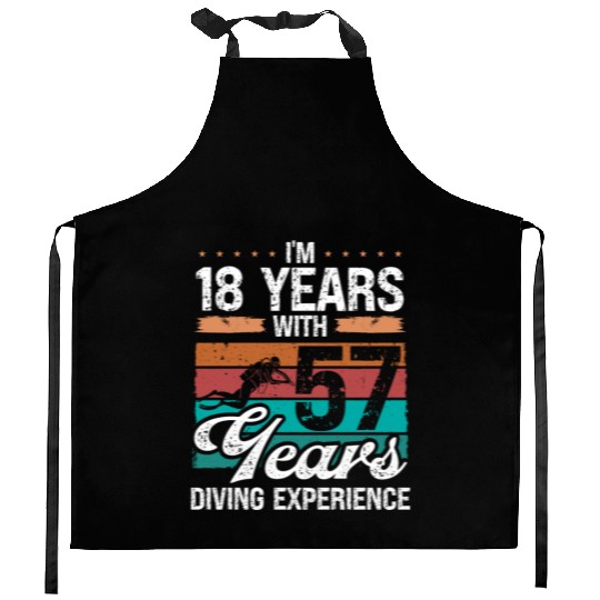 75 Birthday Idea Scuba Diving 75 Year Old Diver Kitchen Aprons