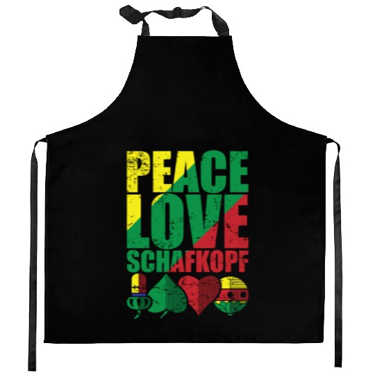 Peace Love Sheepshead Card Game Playing Card Kitchen Aprons