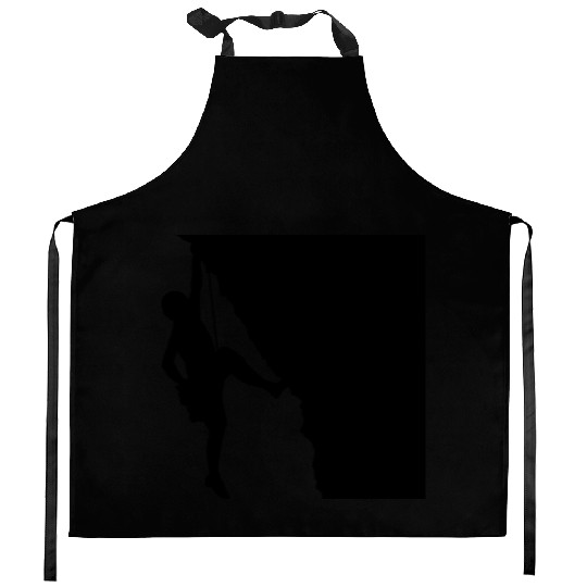 Rock climbing mountaineering silhouette Kitchen Aprons