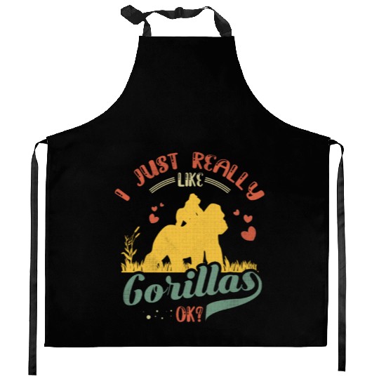 I Just Really Like Gorillas Funny Gorilla Kitchen Aprons