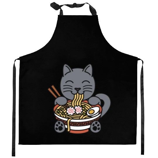 British Shorthair Cat Ramen Noodles Kitchen Aprons