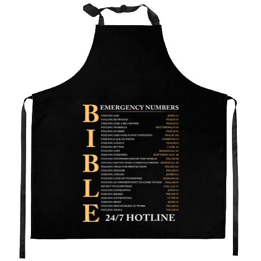 Bible Emergency Number Jesus Christian Kitchen Aprons