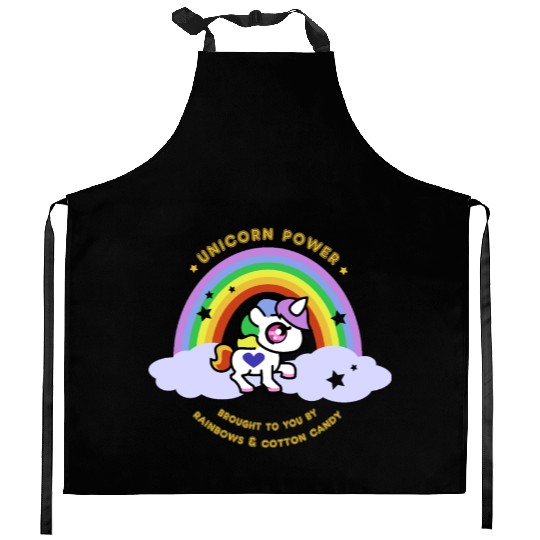 Unicorn Power by Rainbows and Cotton Candy Kitchen Aprons