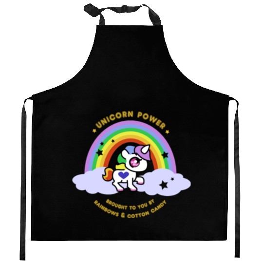Unicorn Power by Rainbows and Cotton Candy Kitchen Aprons