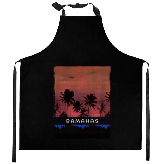 Bahamas Caribbean Vacation Souvenir Palm Tree Kitchen Aprons