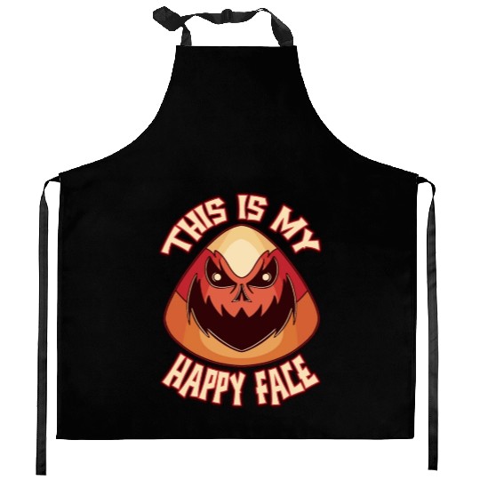 Candy Corn Halloween This Is My Happy Face Funny Kitchen Aprons