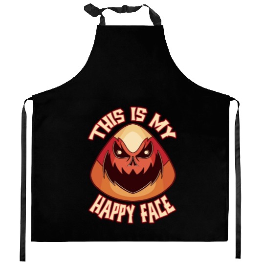 Candy Corn Halloween This Is My Happy Face Funny Kitchen Aprons