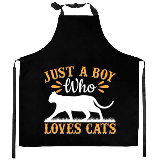 Cat Lover Cute Cat Owner I Just A Boy Who Loves Ca Kitchen Aprons