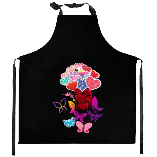 Beautiful Hearts and Butterflies Kitchen Aprons