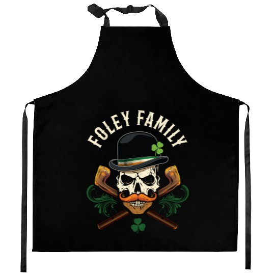 Foley Family Irish Skull with Shillelagh and Kitchen Aprons