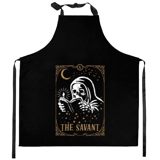 Skeleton Savant Tarot Card Occult Club Gothic Kitchen Aprons