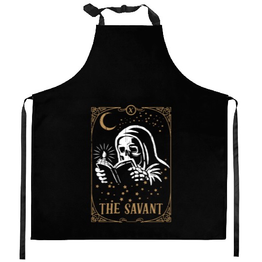 Skeleton Savant Tarot Card Occult Club Gothic Kitchen Aprons