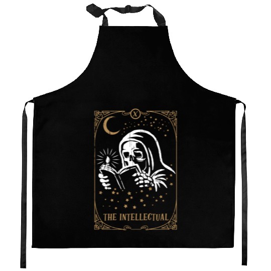 Skeleton Intellectual Tarot Card Occult Gothic Kitchen Aprons