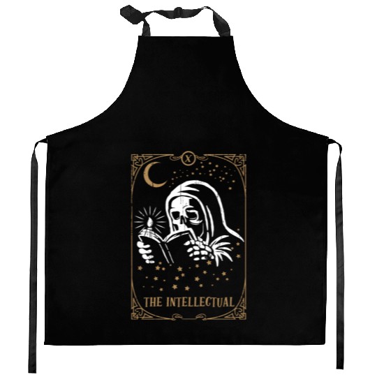 Skeleton Intellectual Tarot Card Occult Gothic Kitchen Aprons