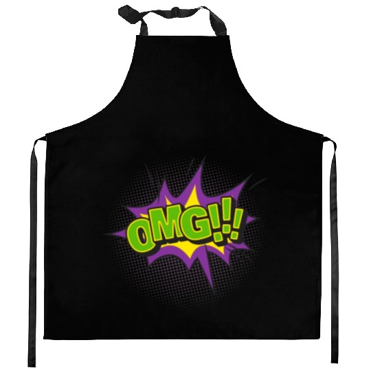 Comic Style OMG Expression Design Kitchen Aprons