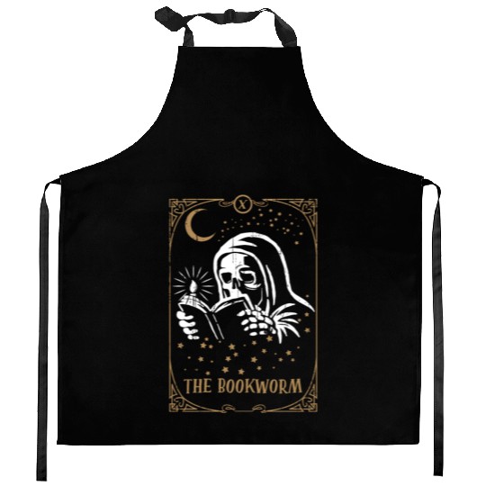 Skeleton Bookworm Tarot Card Occult Club Gothic Kitchen Aprons