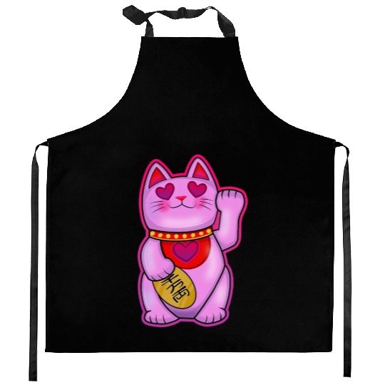 Cute Maneki Neko Romance Cat Kitchen Aprons