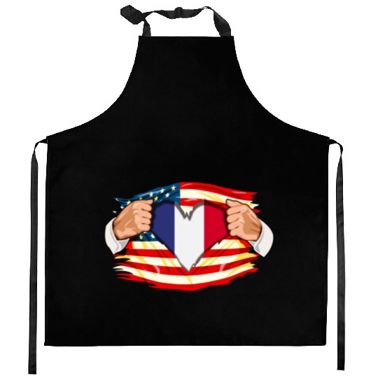 French Who Live in America France Flag Kitchen Aprons