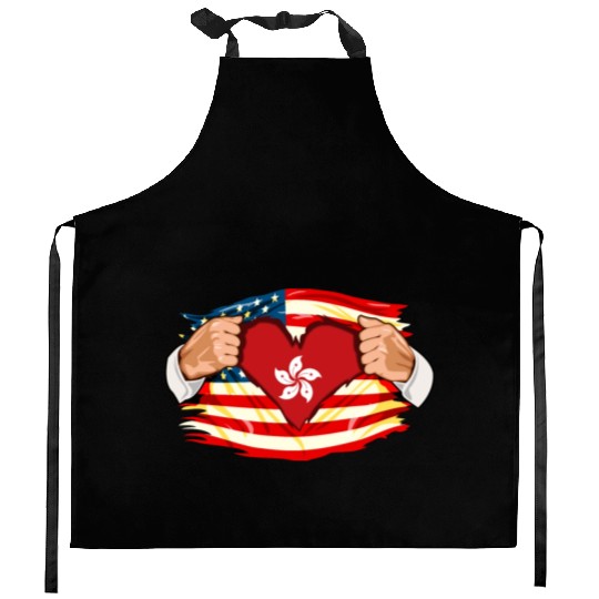 Hong Kongese Who Live in America HongKong Flag Kitchen Aprons